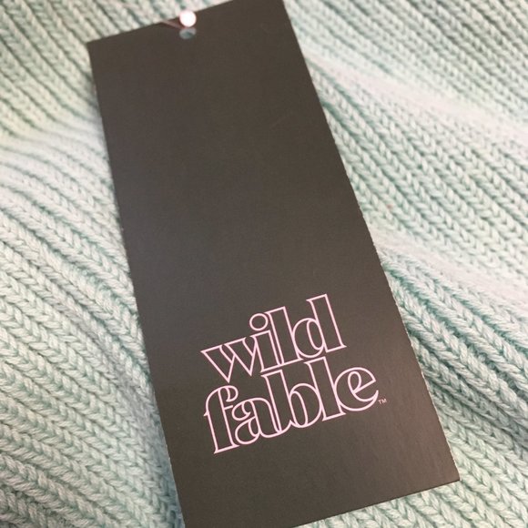 Wild Fable Cropped Sweater Cowl Neck Ribbed Knit Long Sleeve Turquoise NWT Sz S - Picture 8 of 8